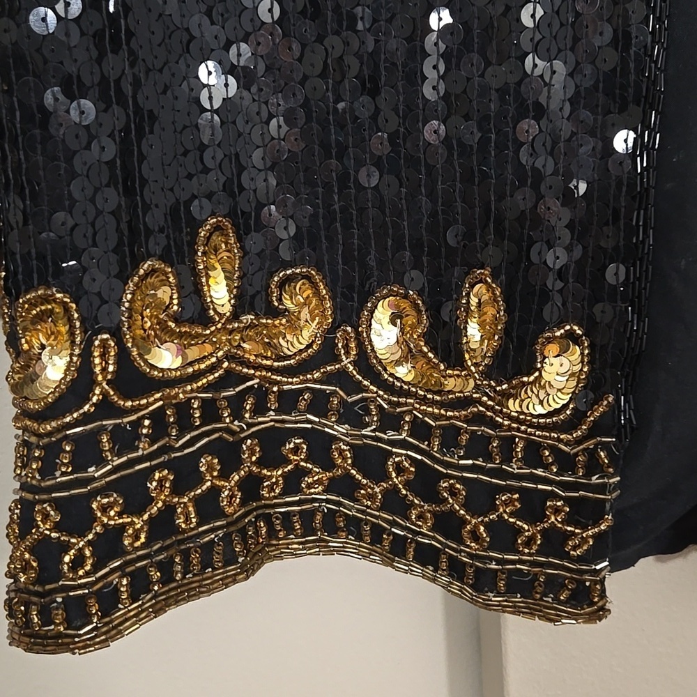 Stenay Sequin & Beaded Black and Gold Jacket Size Small - Picture 4 of 10
